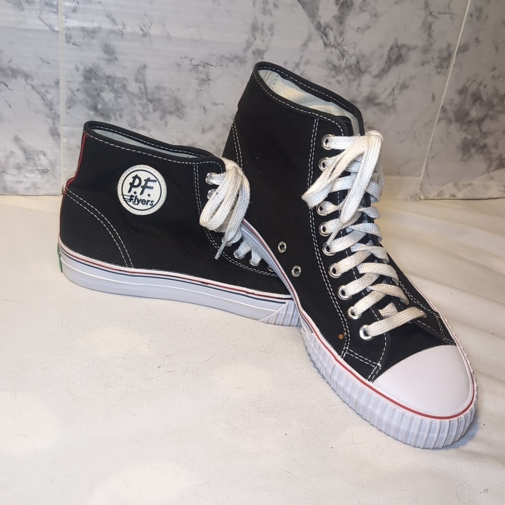 PF Flyers Center Hi Black Canvas Lace Up Shoes Men's 13 Women's 14.5 READ
